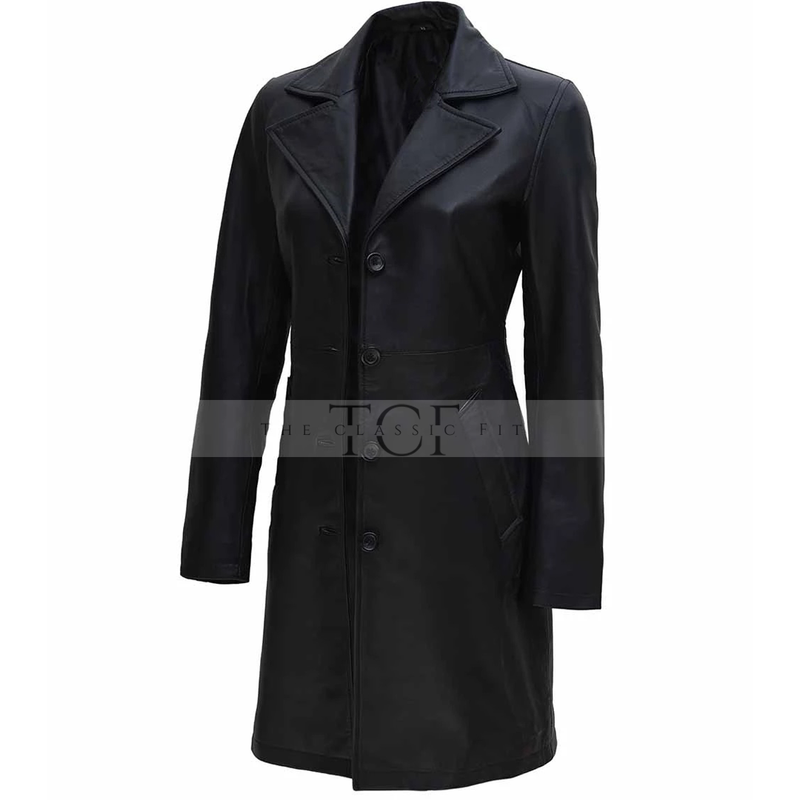Women's Real Leather Car Coat | Black