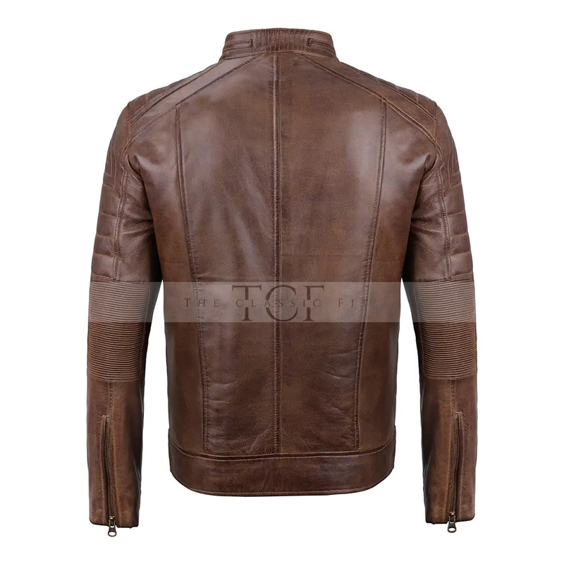 Men's Cafe Racer Leather Jacket | Brown