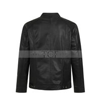 Men's Leather Zip-Up Jacket, Biker Style | Black
