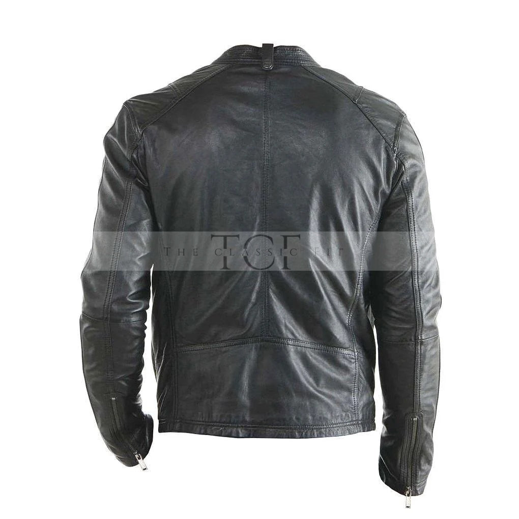 Men's Pure Leather Biker Jacket | Black