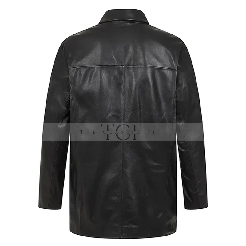 Men's Genuine Leather Blazer Coat | Black