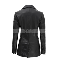 Women's Leather Blazer Coat | Black