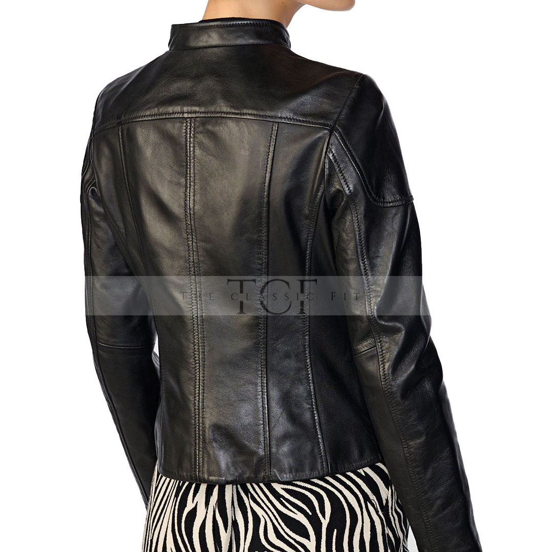 Women Scuba Leather Jacket | Black