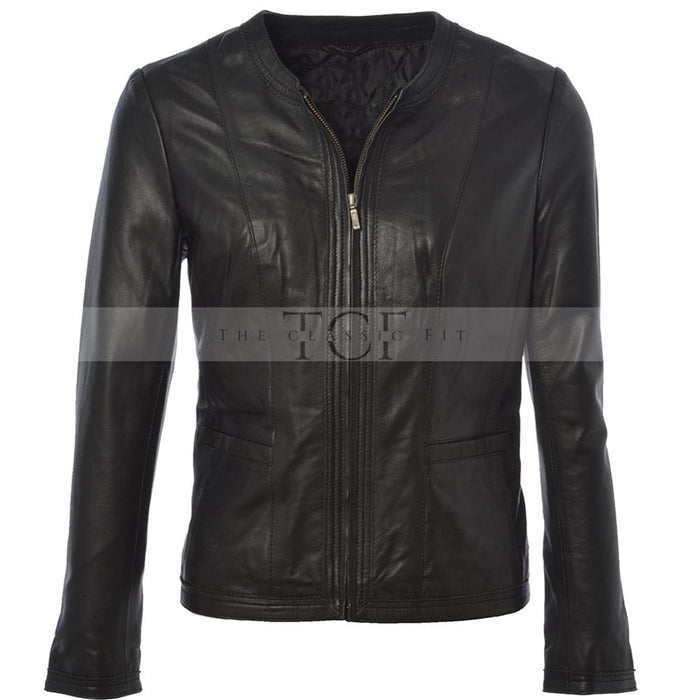 Women Motorcycle Leather Jacket | Black