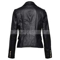 Women's Leather Formal Blazer Coat | Black