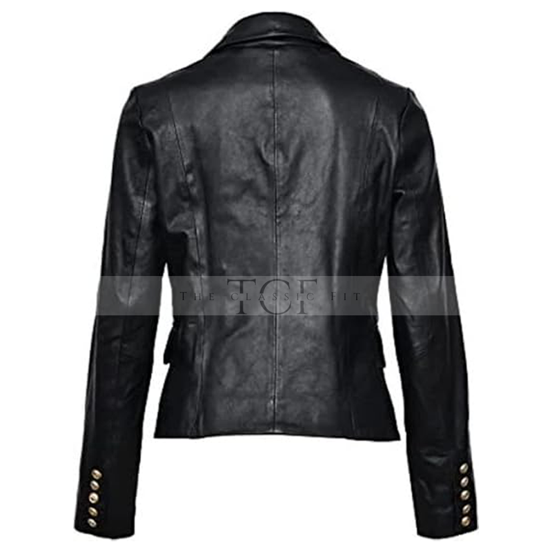 Women's Leather Formal Blazer Coat | Black