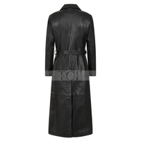 Women's Real Leather Trench Coat | Black