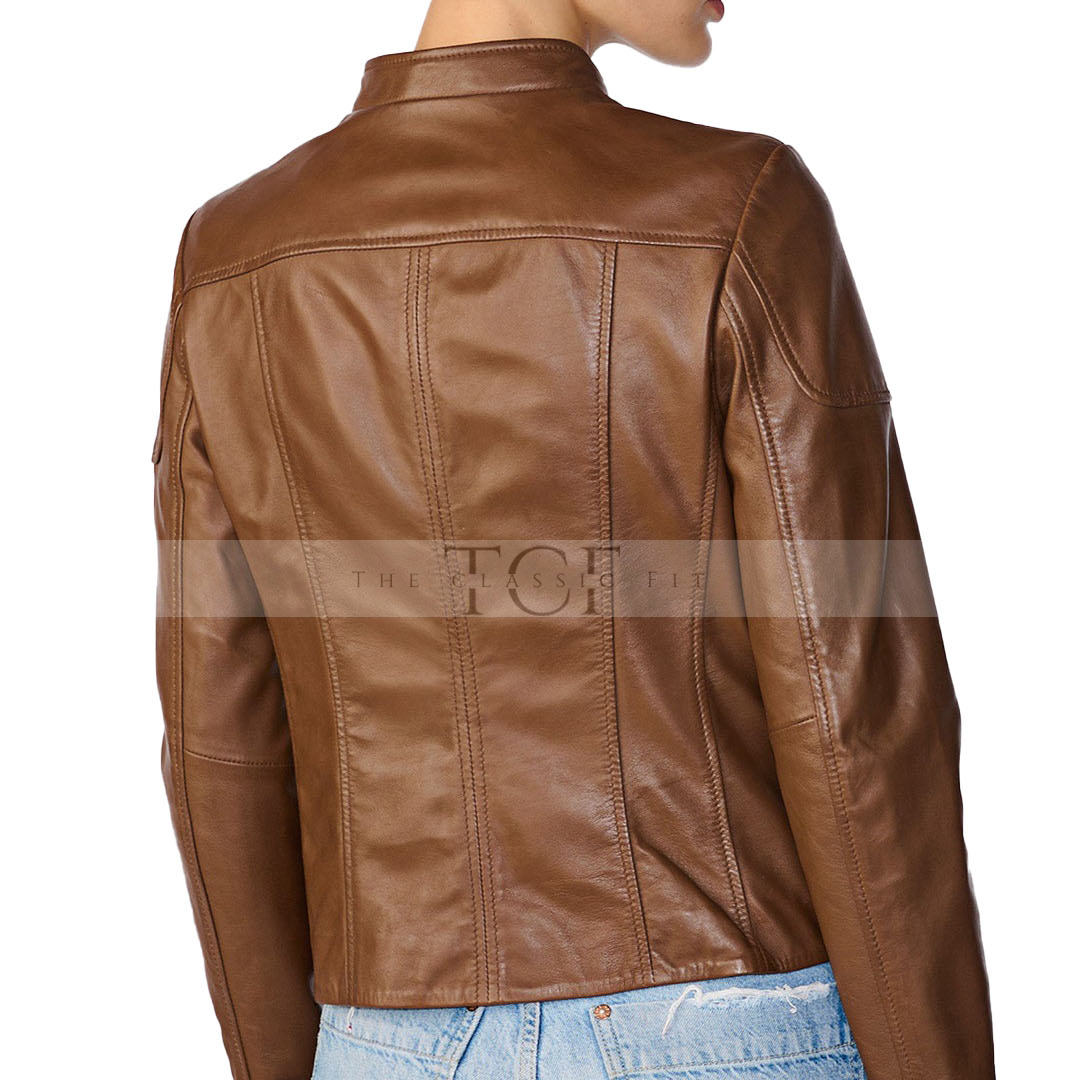 Women's Scuba Leather Jacket | Brown