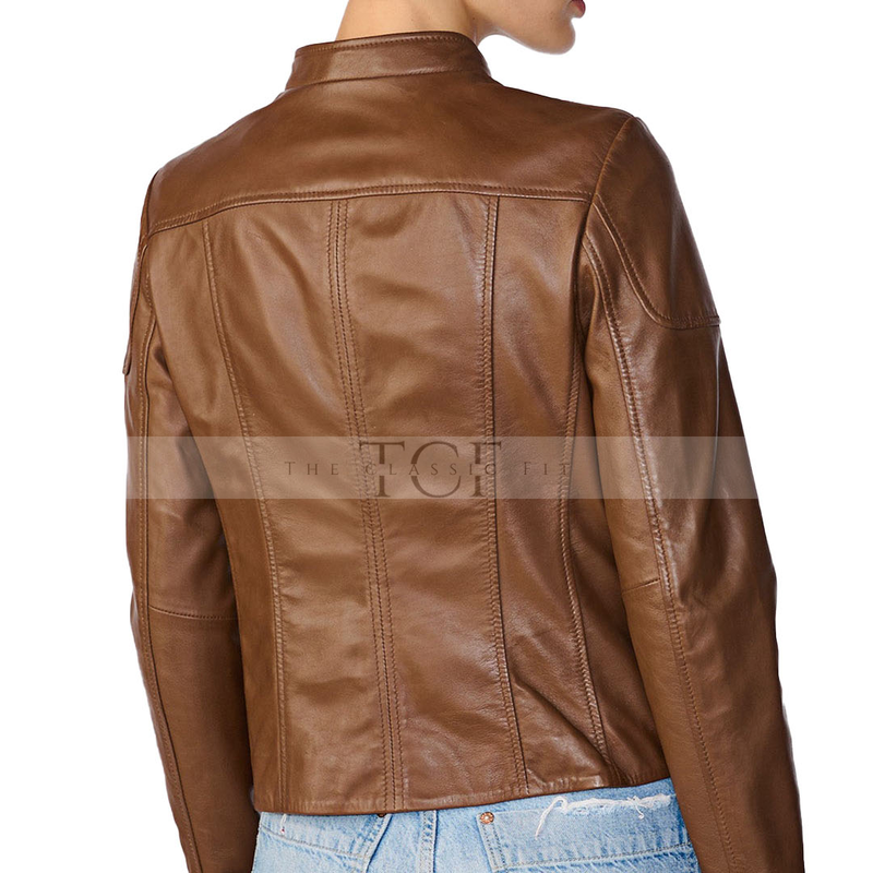 Women's Scuba Leather Jacket | Brown