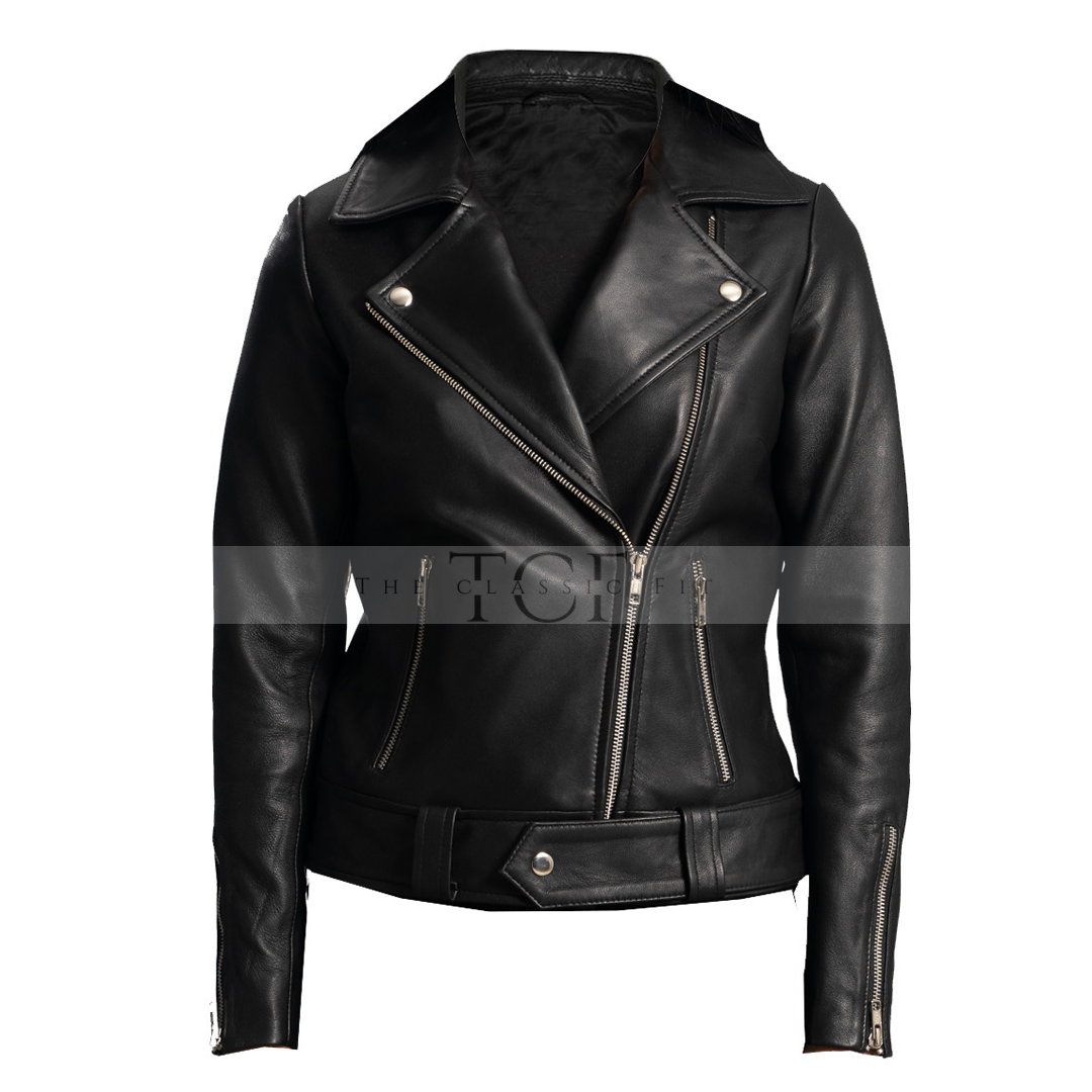 Women Asymmetrical Leather Jacket | Black