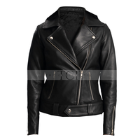 Women Asymmetrical Leather Jacket | Black