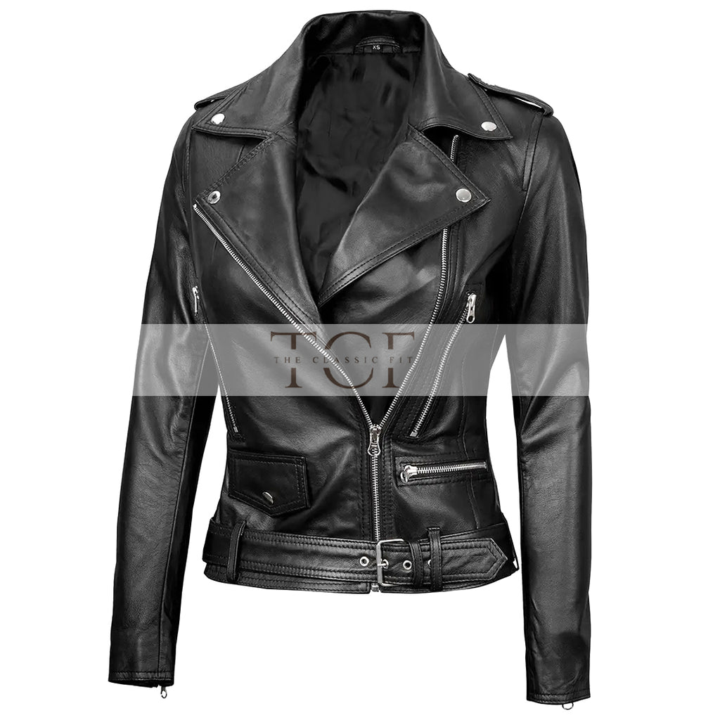 Women's Motorcycle Leather Jacket | Black