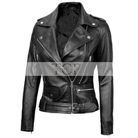 Women's Motorcycle Leather Jacket | Black
