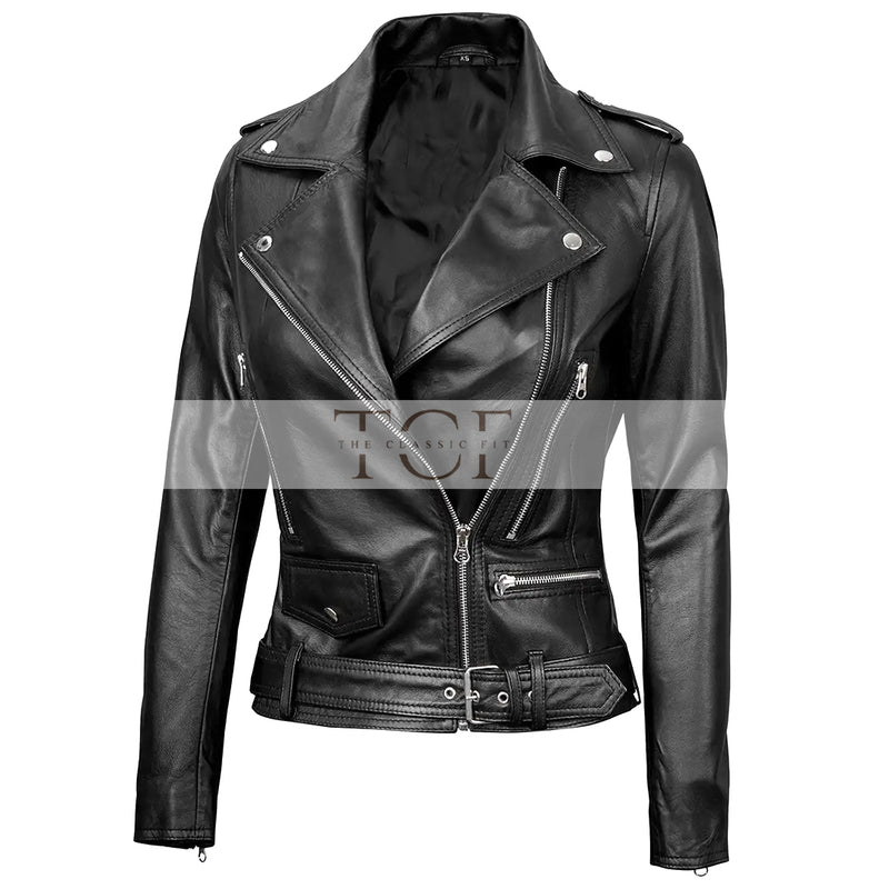 Women's Motorcycle Leather Jacket | Black