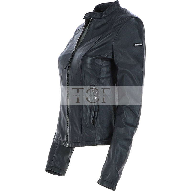 Women's Biker Leather Jacket | Black