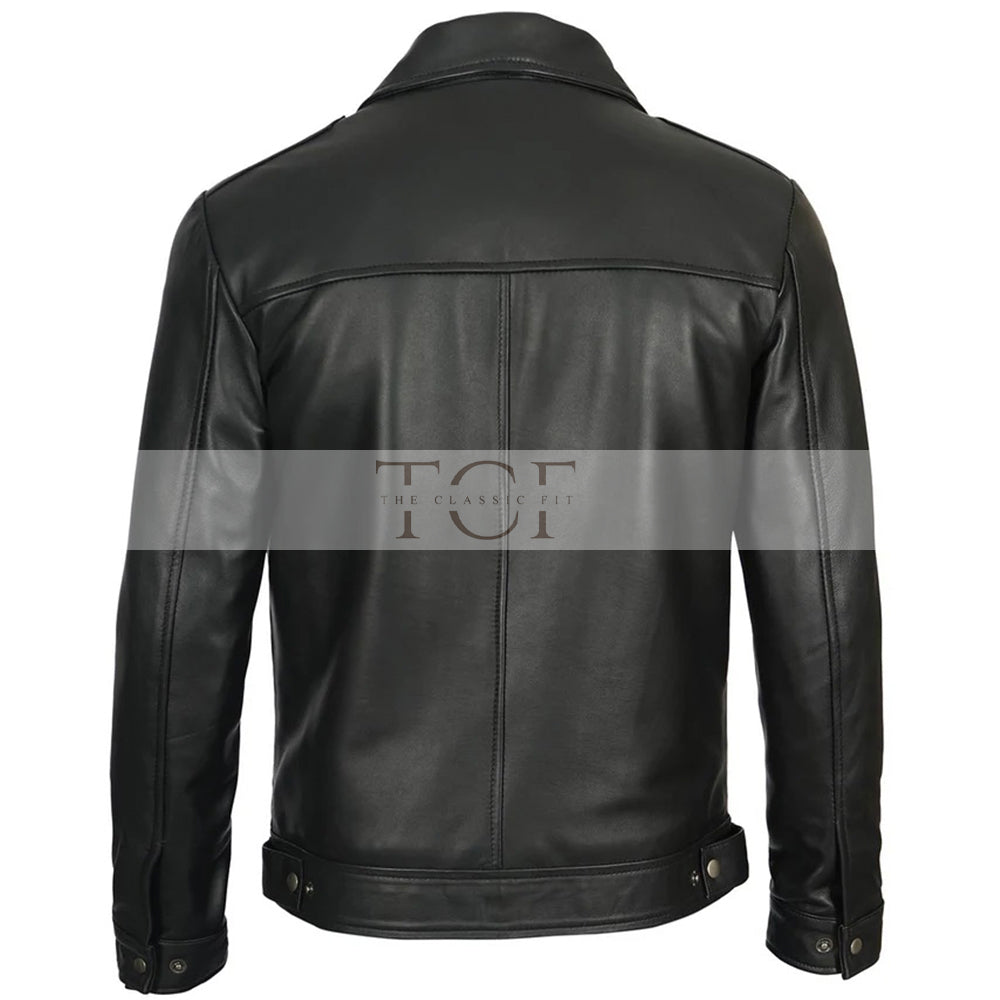 Men's Vintage Harrington Leather Jacket | Black