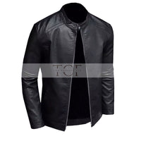 Men's Cafe Racer Leather Jacket | Black