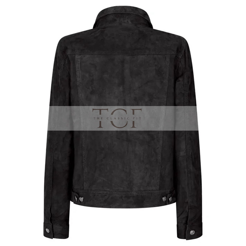 Women's Suede Vintage Jacket, Leather Biker Style | Black & Brown