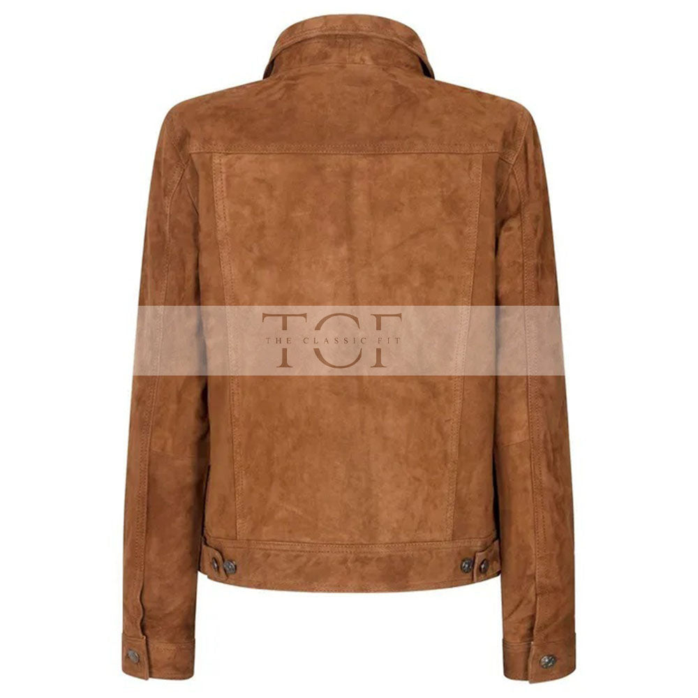 Women's Suede Vintage Jacket, Leather Biker Style | Black & Brown