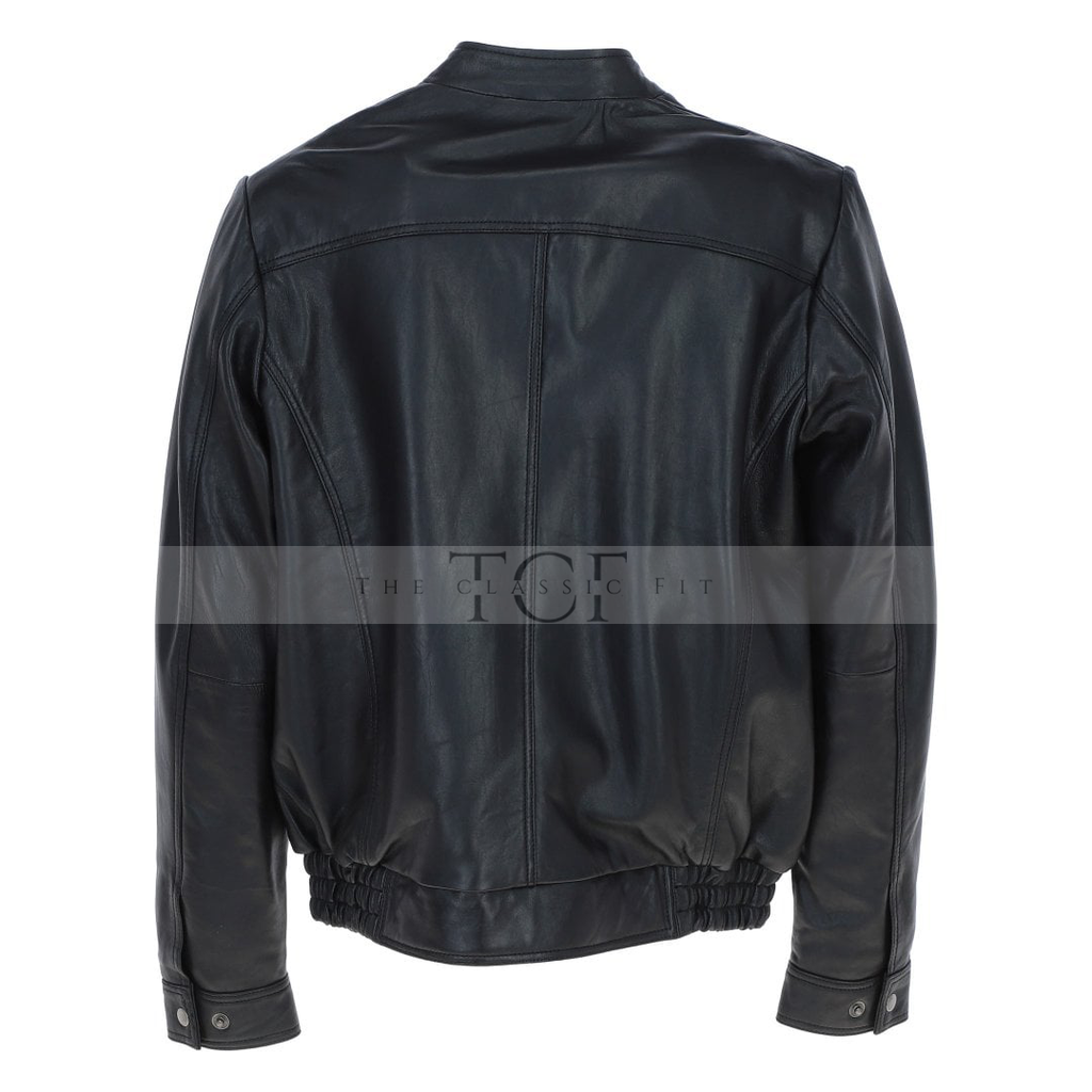 Men's Genuine Leather Bomber Jacket | Black