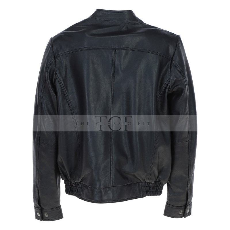 Men's Genuine Leather Bomber Jacket | Black