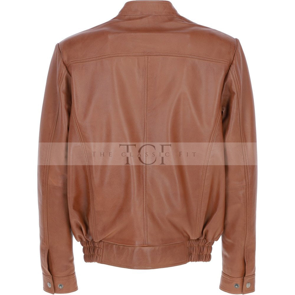 Men's Genuine Leather Bomber Jacket | Brown