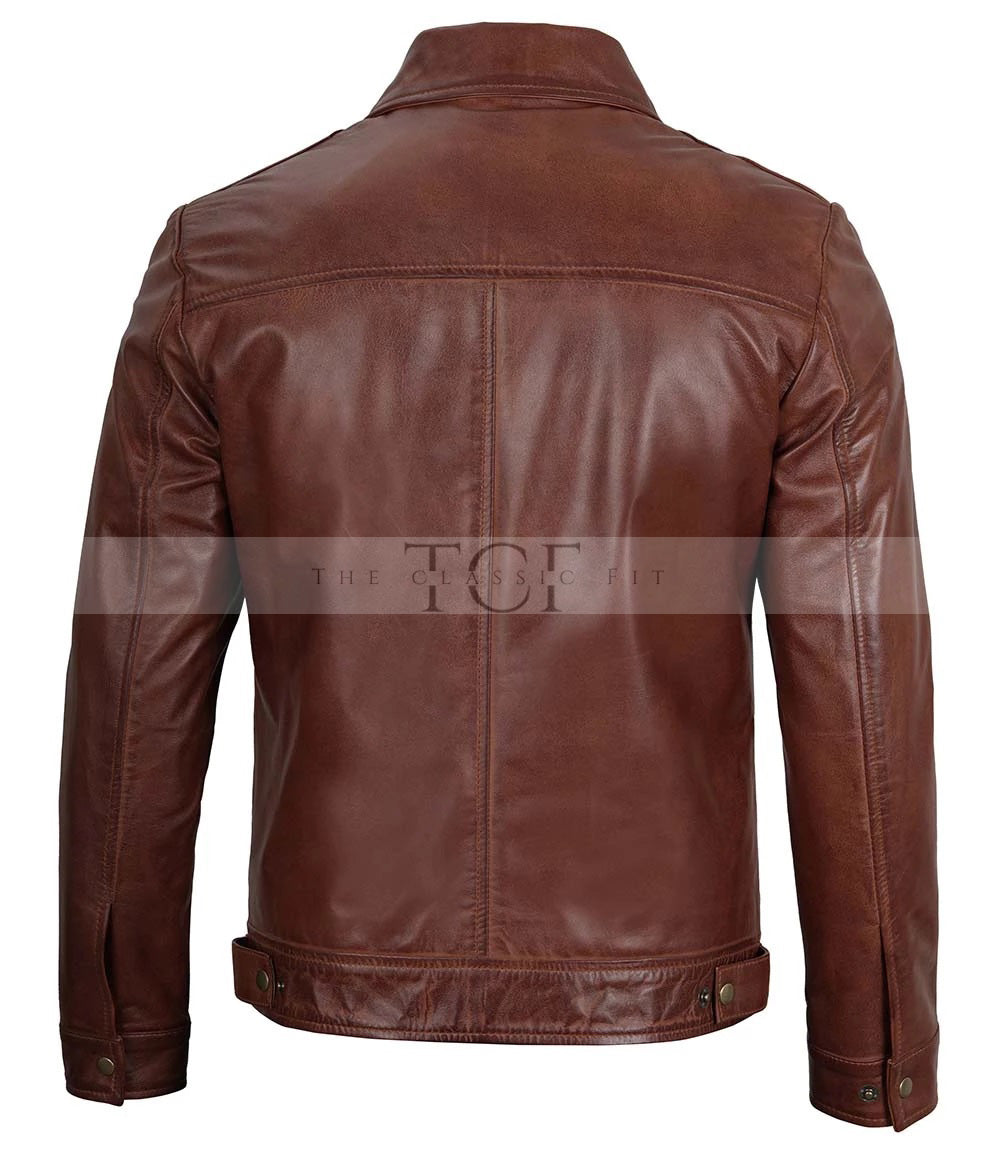 Men's Genuine Harrington Leather Jacket | Brown