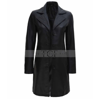 Women's Real Leather Car Coat | Black