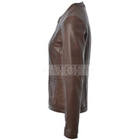 Women Motorcycle Leather Jacket | Brown