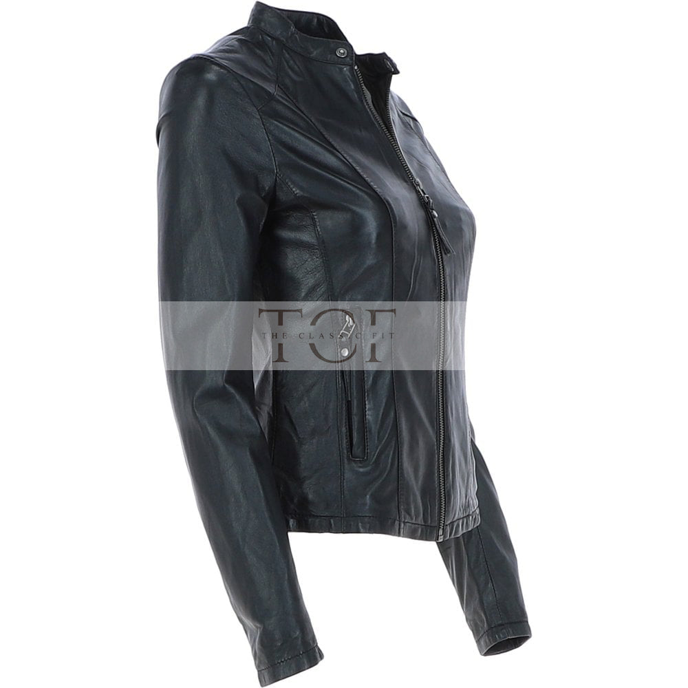 Women's Biker Leather Jacket | Black