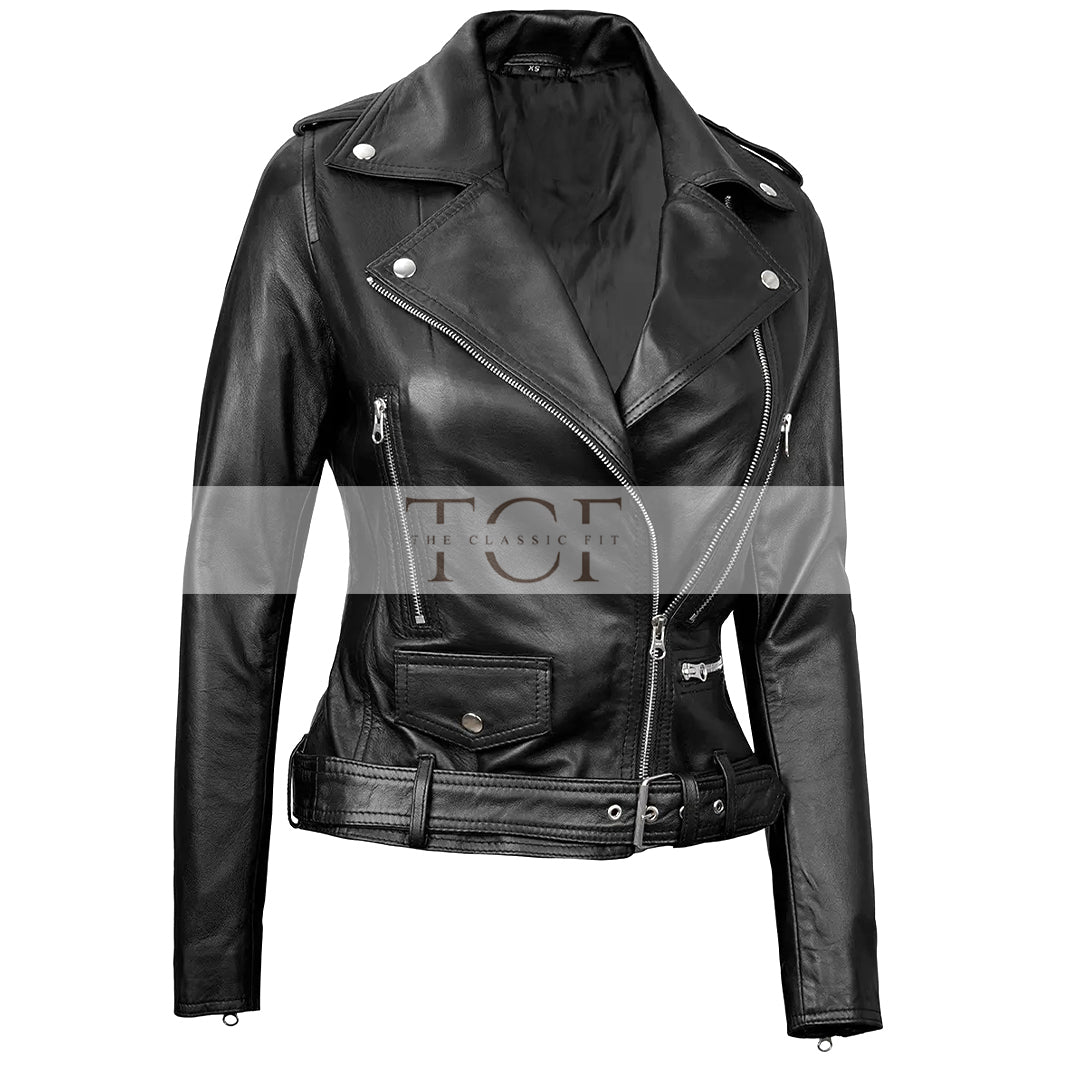Women's Motorcycle Leather Jacket | Black