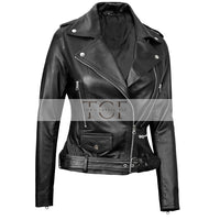 Women's Motorcycle Leather Jacket | Black