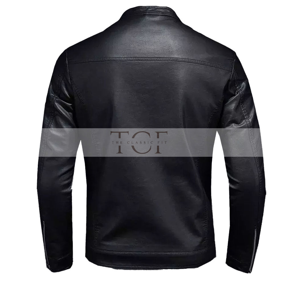 Men's Cafe Racer Leather Jacket | Black