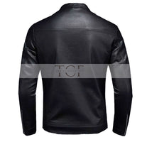 Men's Cafe Racer Leather Jacket | Black