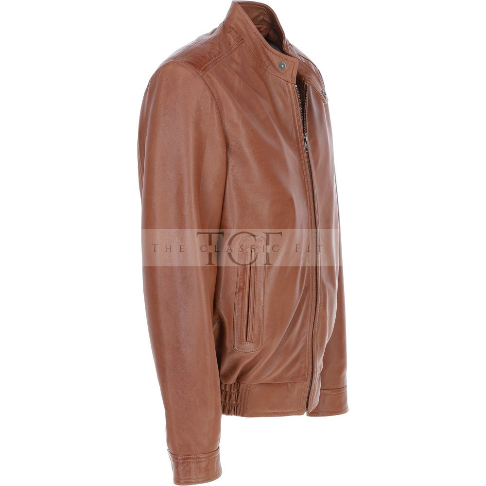 Men's Genuine Leather Bomber Jacket | Brown