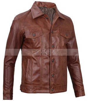 Men's Leather Casual Jacket | Brown