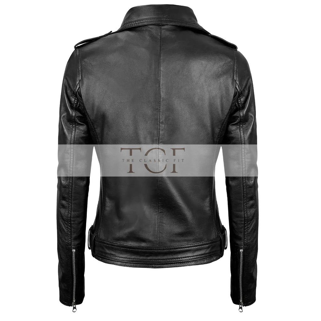 Women's Motorcycle Leather Jacket | Black