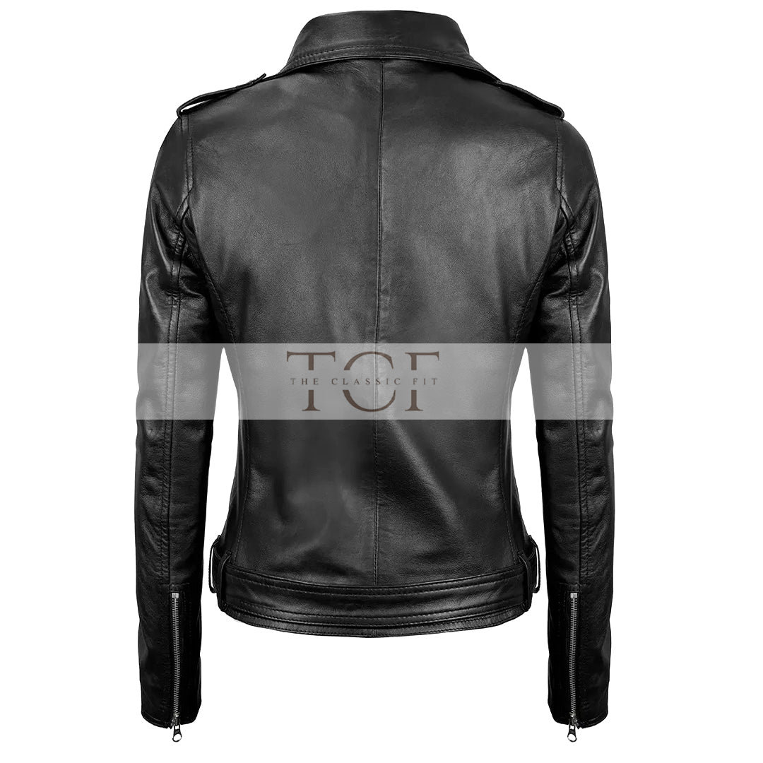 Women's Motorcycle Leather Jacket | Black