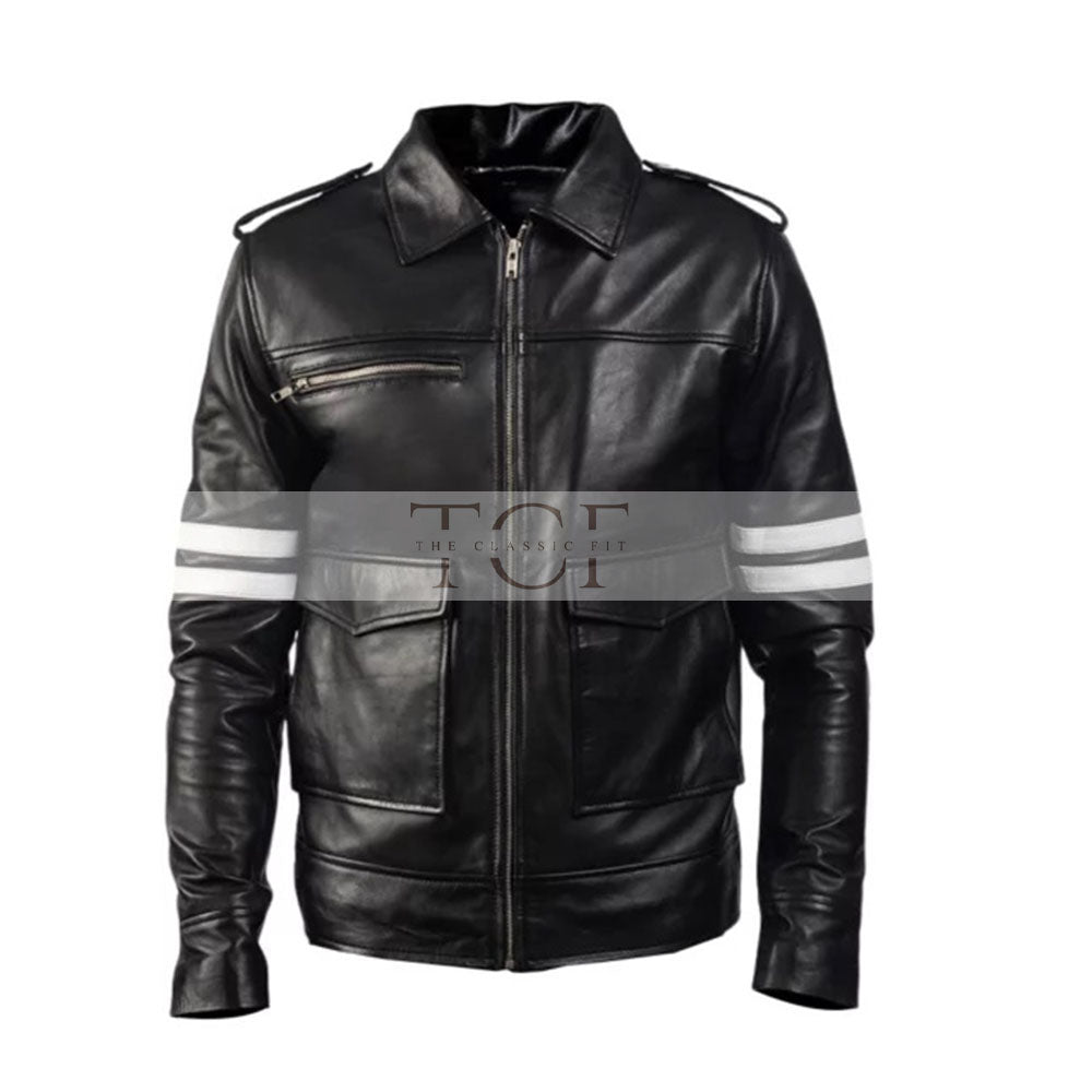 Men's Cafe Racer Leather Jacket | Black