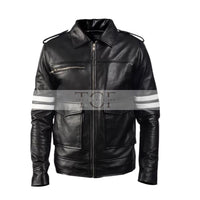 Men's Cafe Racer Leather Jacket | Black
