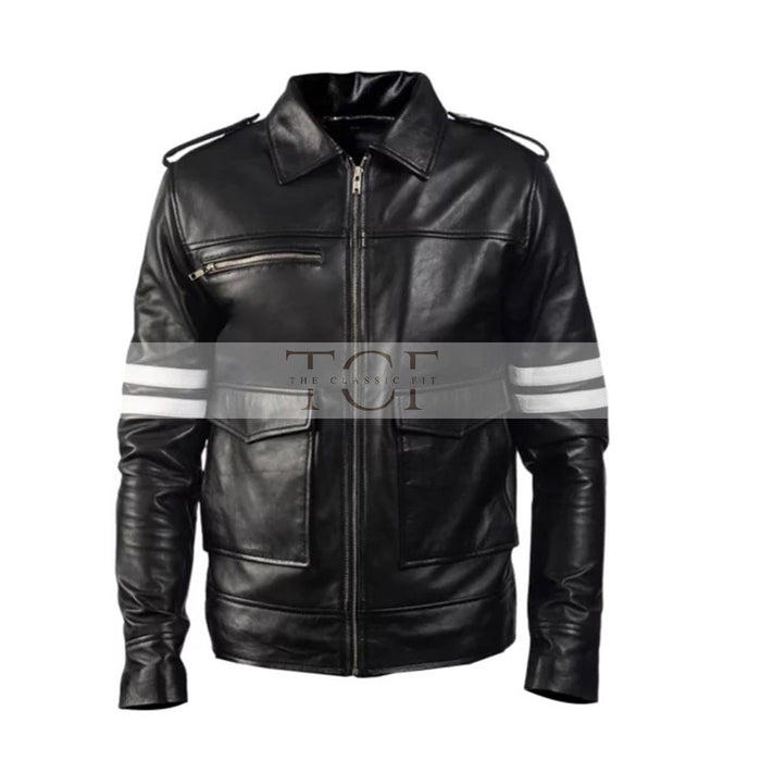 Men's Cafe Racer Leather Jacket | Black