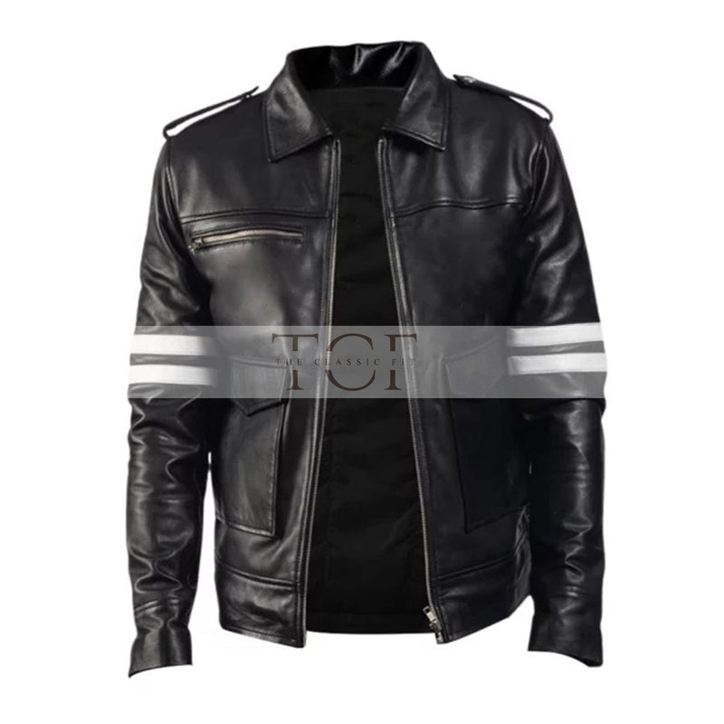 Men's Cafe Racer Leather Jacket | Black