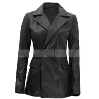 Women's Leather Blazer Coat | Black