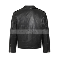 Men's Asymmetrical Genuine Leather Jacket | Black