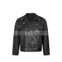Men's Asymmetrical Genuine Leather Jacket | Black